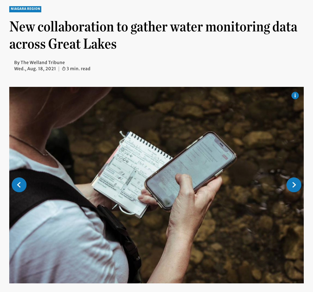 A screenshot of an article in the Welland Tribune about our collaboration with DataStream.