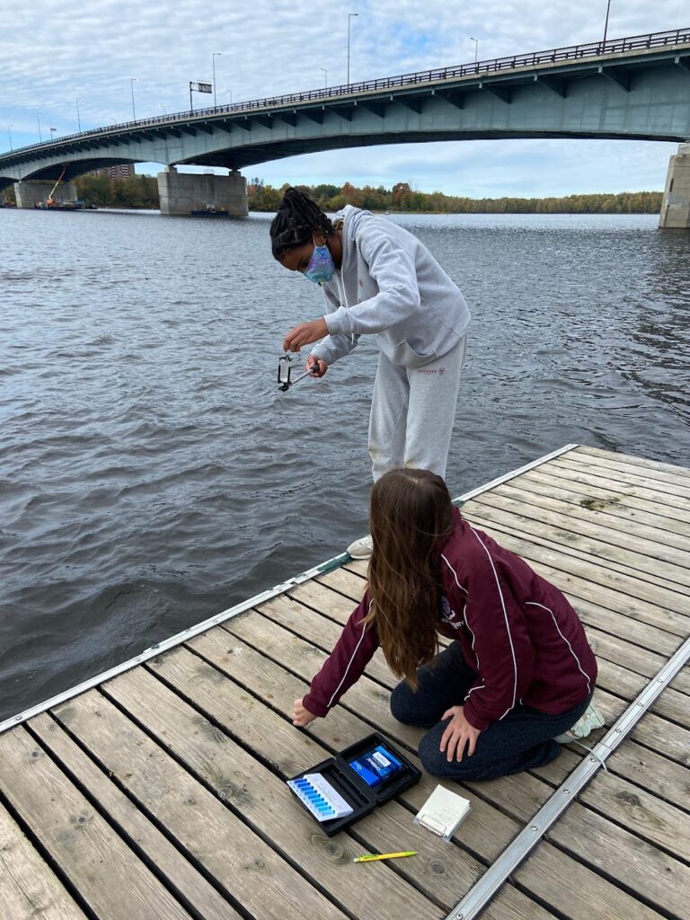 Students learning how to measure dissolved oxygen