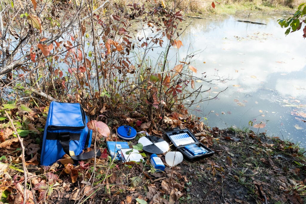 Water Rangers' testkit on the shore of the St. Lawrence River